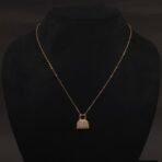 Stainless Steel Handbag Pendant Necklace - CZ Pavé, Anti-Tarnish