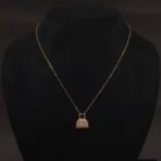 Stainless Steel Handbag Pendant Necklace - CZ Pavé, Anti-Tarnish