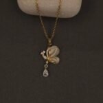 Stainless Steel Butterfly Pendant Necklace - Glass Wings & CZ, Anti-Tarnish