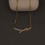 Stainless Steel Bow Bar Pendant Necklace - CZ & Pearl, Anti-Tarnish