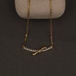 Stainless Steel Bow Bar Pendant Necklace - CZ & Pearl, Anti-Tarnish