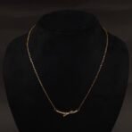 Stainless Steel Bow Bar Pendant Necklace - CZ & Pearl, Anti-Tarnish