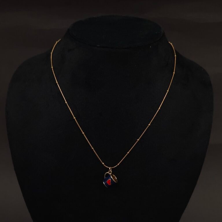 Stainless Steel Coffee Mug Pendant Necklace - Heart Motif, Anti-Tarnish