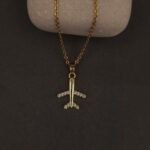 Stainless Steel Airplane Necklace - CZ Accents, Anti-Tarnish