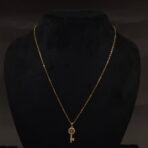 Stainless Steel Key Pendant Necklace - CZ Pavé, Anti-Tarnish