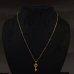 Stainless Steel Key Pendant Necklace - CZ Pavé, Anti-Tarnish