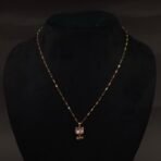 Stainless Steel Cat Pendant Necklace - Pink Stone & Fishbone, Anti-Tarnish