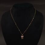 Stainless Steel Cat Pendant Necklace - Pink Stone & Fishbone, Anti-Tarnish