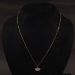 Stainless Steel Ginkgo Leaf Pendant Necklace - Mother of Pearl & CZ, Anti-Tarnish