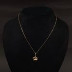 Stainless Steel Whale Tail Pendant Necklace - Enamel & CZ, Anti-Tarnish