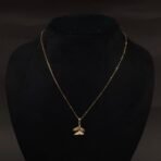 Stainless Steel Whale Tail Pendant Necklace - Enamel & CZ, Anti-Tarnish