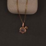 Stainless Steel Bunny Head Pendant Necklace - Cat-eye & Pink Stones, Anti-Tarnish