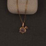 Stainless Steel Bunny Head Pendant Necklace - Cat-eye & Pink Stones, Anti-Tarnish