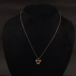 Stainless Steel Mouse Motif Pendant Necklace - Pink & CZ Accents, Anti-Tarnish