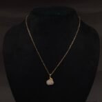 Stainless Steel Bunny Pendant Necklace - White Stone, Anti-Tarnish