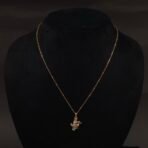 Stainless Steel Bunny and Bamboo Pendant Necklace - CZ Accents, Anti-Tarnish