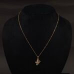 Stainless Steel Bunny and Bamboo Pendant Necklace - CZ Accents, Anti-Tarnish