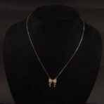 Stainless Steel Bow Pendant Necklace - White Enamel & CZ Accents, Anti-Tarnish