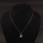 Stainless Steel Bunny Moon Pendant Necklace - Gold Plated, CZ Accents, Anti-Tarnish