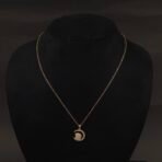 Stainless Steel Bunny Moon Pendant Necklace - Gold Plated, CZ Accents, Anti-Tarnish