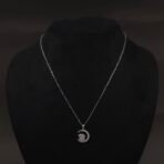 Stainless Steel Bunny Moon Pendant Necklace - Anti-Tarnish, CZ Accent