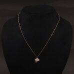 Stainless Steel Shell Motif Pendant Necklace - Anti-Tarnish, Mother of Pearl & CZ Accent