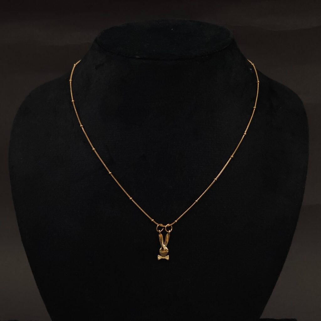 Stainless Steel Bunny Head Bow Pendant Necklace - Anti-Tarnish