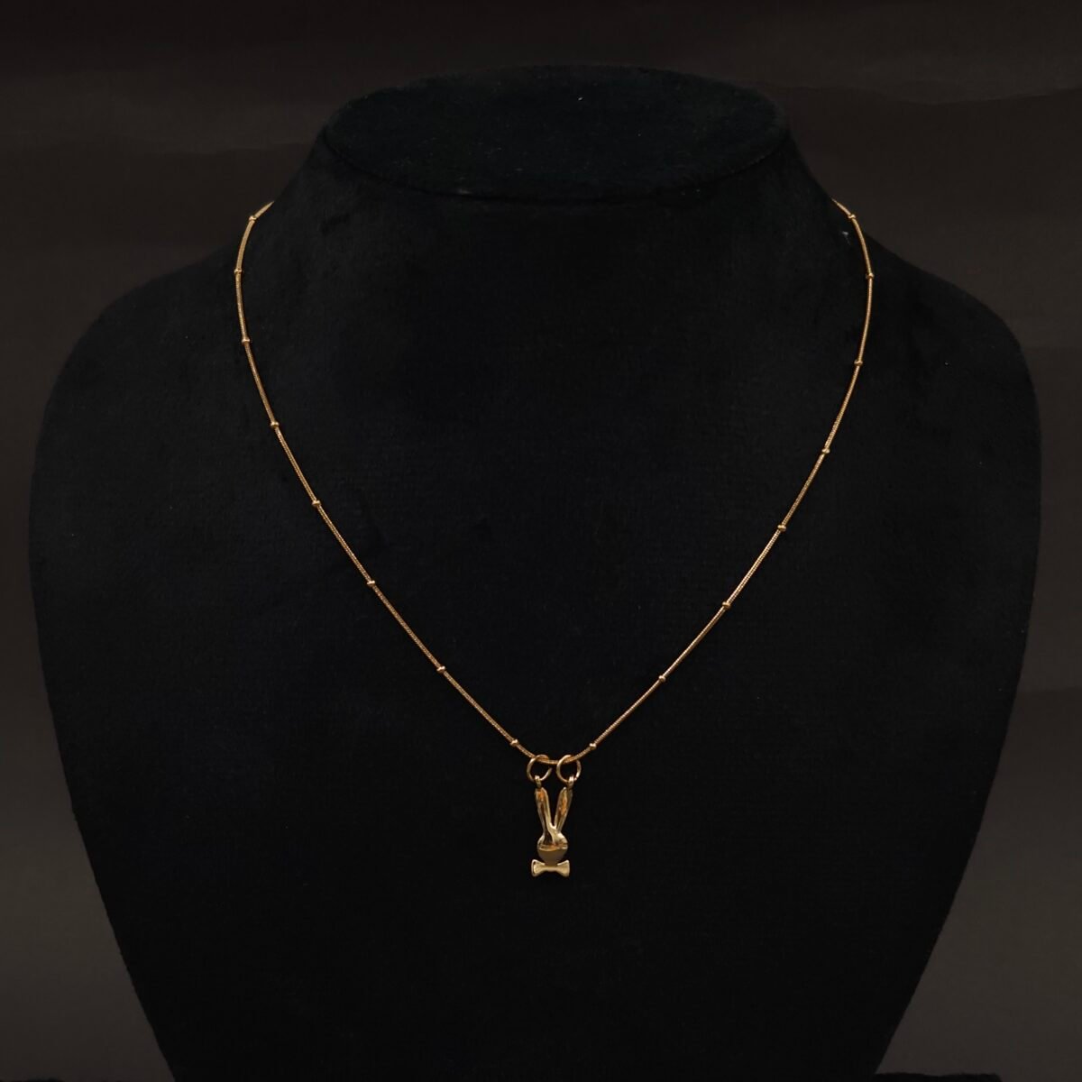 Stainless Steel Bunny Head Bow Pendant Necklace - Anti-Tarnish