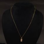 Stainless Steel Rectangular Mother of Pearl Pendant Necklace - Anti-Tarnish