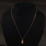 Stainless Steel Rectangular Mother of Pearl Pendant Necklace - Anti-Tarnish