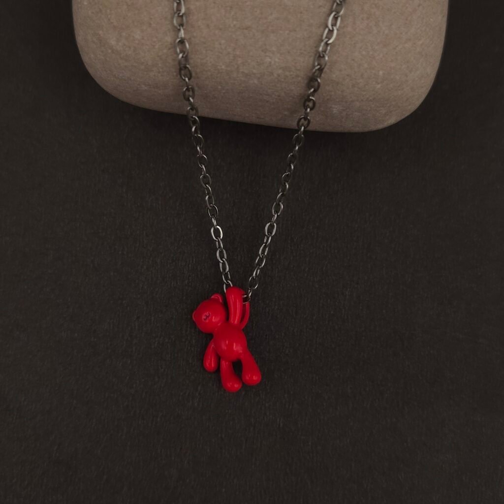 Stainless Steel Red Bunny Pendant Anti-Tarnish Necklace