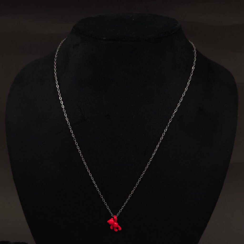 Stainless Steel Red Bunny Pendant Anti-Tarnish Necklace
