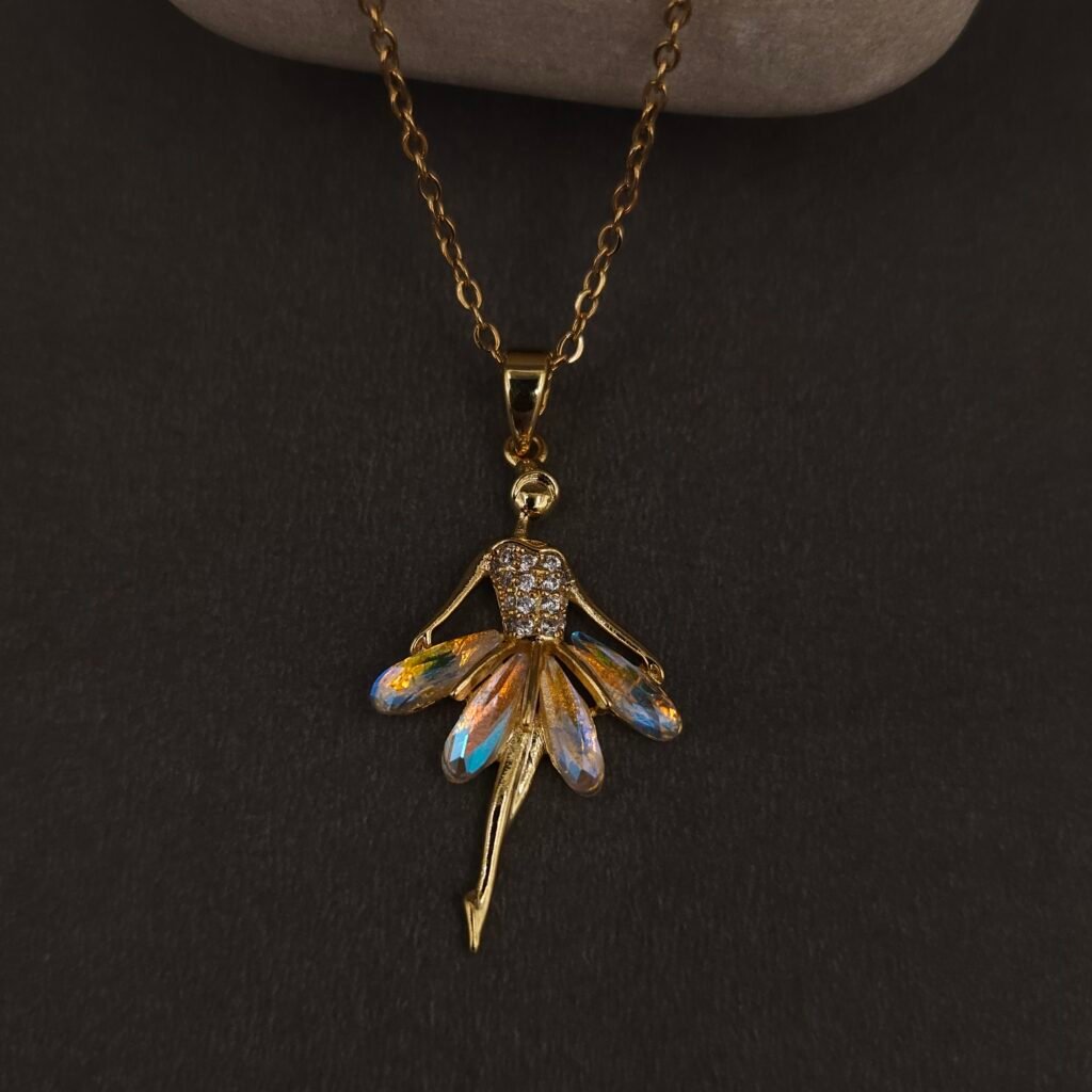 Stainless Steel Ballerina Girl Pendant Necklace - Anti-Tarnish