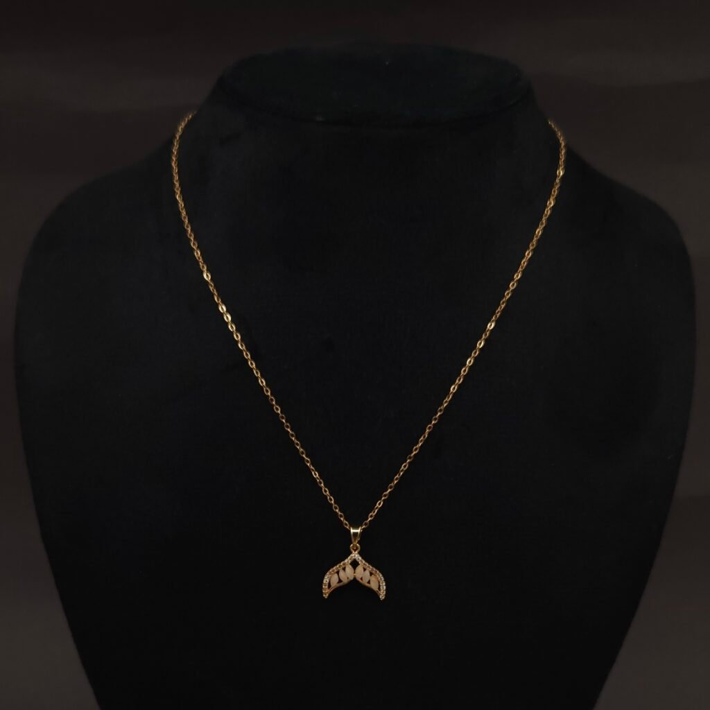 Stainless Steel Gold Fish Tail Pendant Necklace - Anti-Tarnish