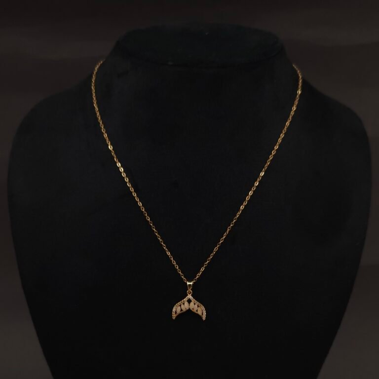 Stainless Steel Gold Fish Tail Pendant Necklace - Anti-Tarnish