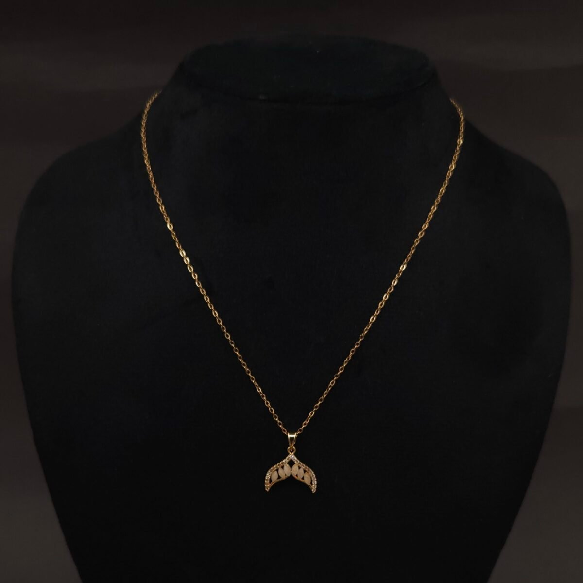 Stainless Steel Gold Fish Tail Pendant Necklace - Anti-Tarnish
