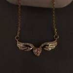 Stainless Steel Winged Heart Crystal Necklace - Anti-Tarnish