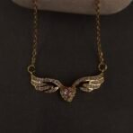 Stainless Steel Winged Heart Crystal Necklace - Anti-Tarnish