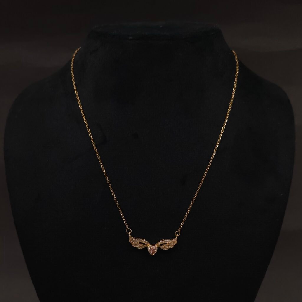 Stainless Steel Winged Heart Crystal Necklace - Anti-Tarnish