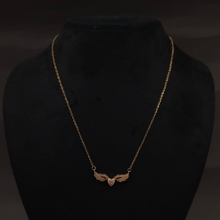 Stainless Steel Winged Heart Crystal Necklace - Anti-Tarnish