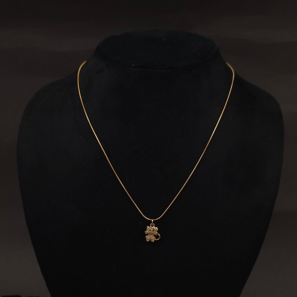 Stainless Steel Crystal Cat Pendant Necklace - Anti-Tarnish