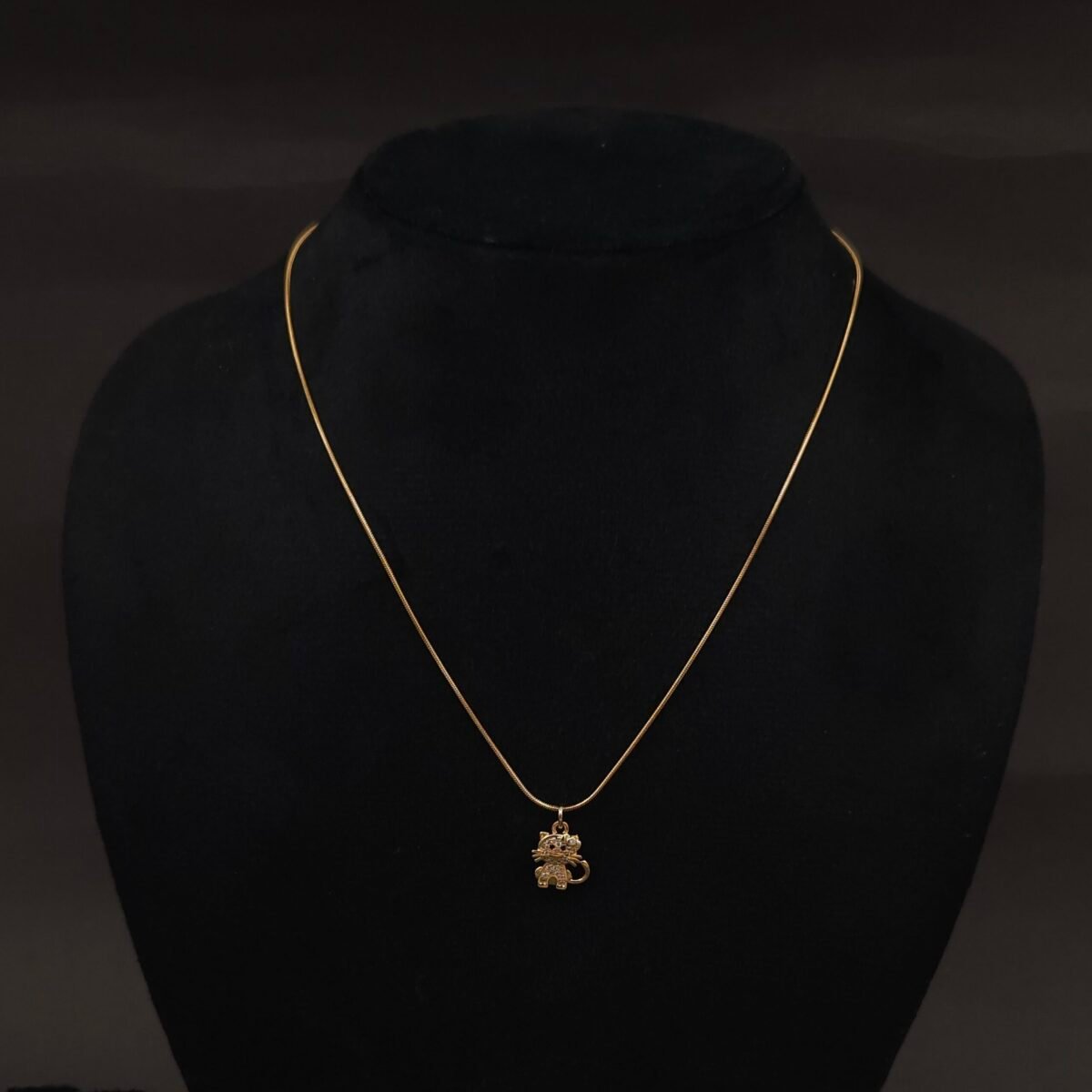 Stainless Steel Crystal Cat Pendant Necklace - Anti-Tarnish