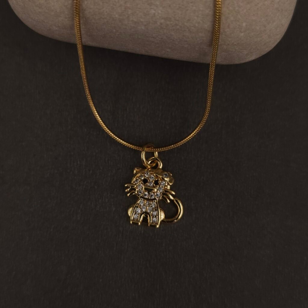 Stainless Steel Crystal Cat Pendant Necklace - Anti-Tarnish