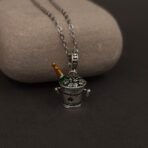 Stainless Steel Champagne Bucket Pendant Necklace - Anti-Tarnish