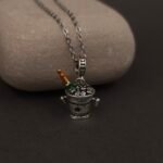 Stainless Steel Champagne Bucket Pendant Necklace - Anti-Tarnish