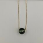 Stainless Steel Minimalist Green Stone Bead Necklace - Anti-Tarnish