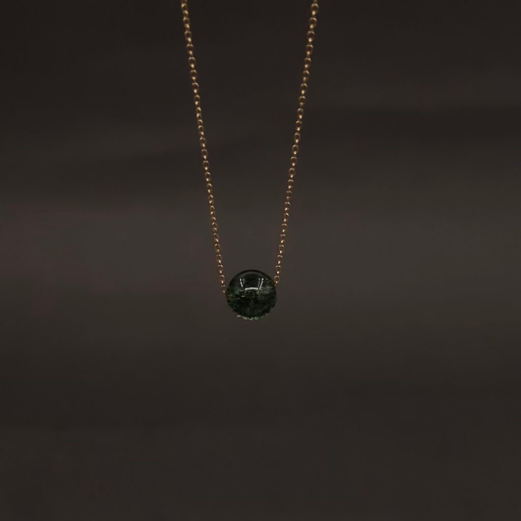 Stainless Steel Minimalist Green Stone Bead Necklace - Anti-Tarnish