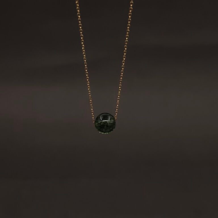 Stainless Steel Minimalist Green Stone Bead Necklace - Anti-Tarnish