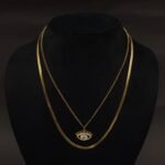 Stainless Steel Layered Evil Eye Pendant Necklace - Anti-Tarnish