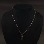 Stainless Steel Cat & Fishbone Blue Gemstone Pendant Necklace - Anti-Tarnish